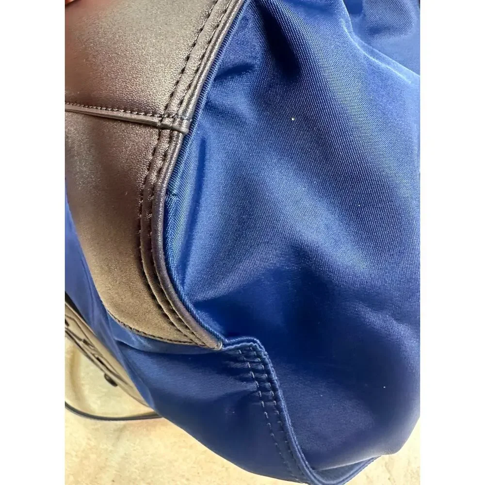 Tory Burch Ella Nylon Tote Royal Blue & Black Leather Logo Bag